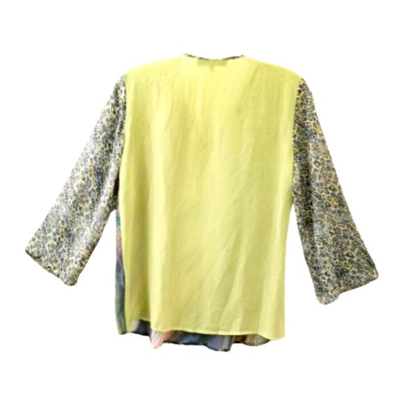 Poeme by CITRON Semi Sheer Top Sz Small Colorful Green Blue Yellow Orange White - Picture 3 of 5